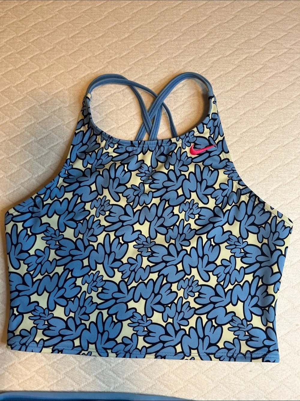 Nike Girls Blue all over bubble text Two-Piece Swim Set, youth L